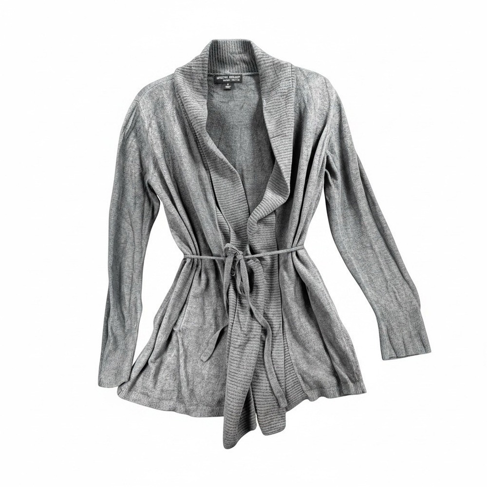 Barefoot Dreams CozyChic Lite Cardigan Women's Gray Tie Waist Soft Luxury Sz M